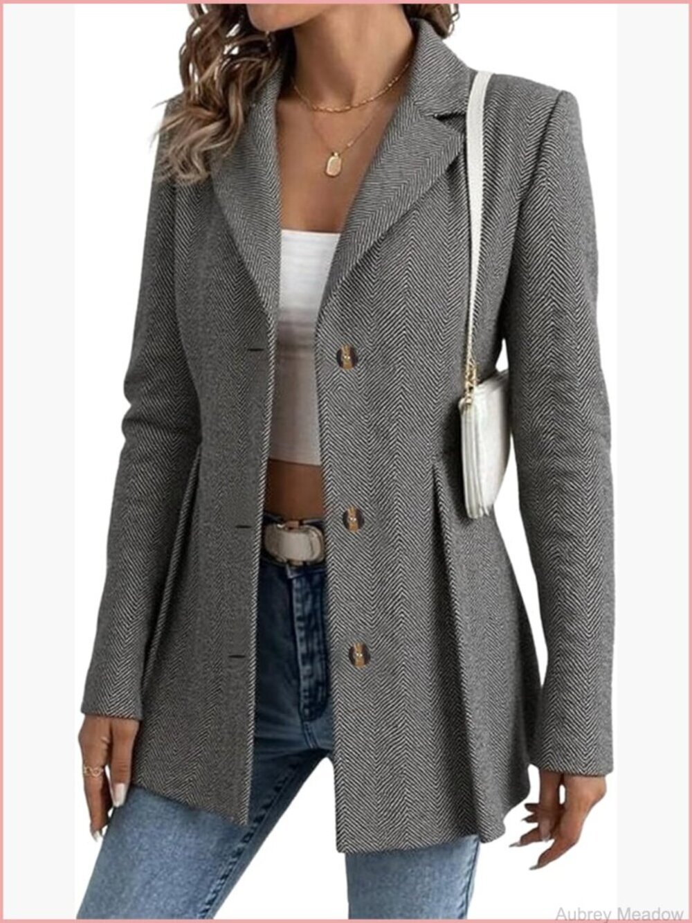 Lightweight Tweed Blazer Cardigan Office Suit Jacket Open Front Long Sleeve